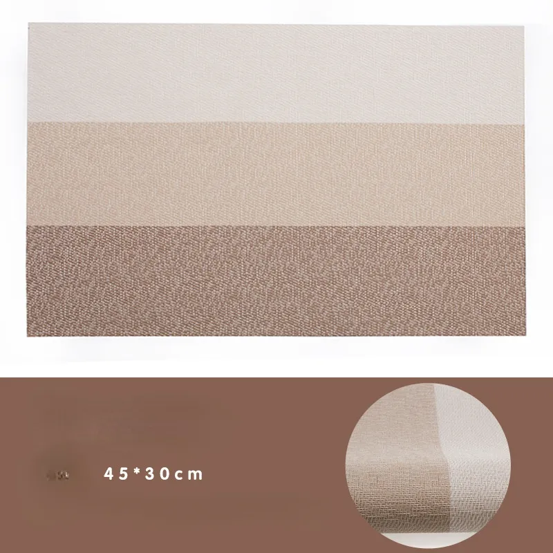 2PCs Christmas Tablecloths Woven Horizontal Stripes Textilene Placemat PVC Waterproof Non-Slip