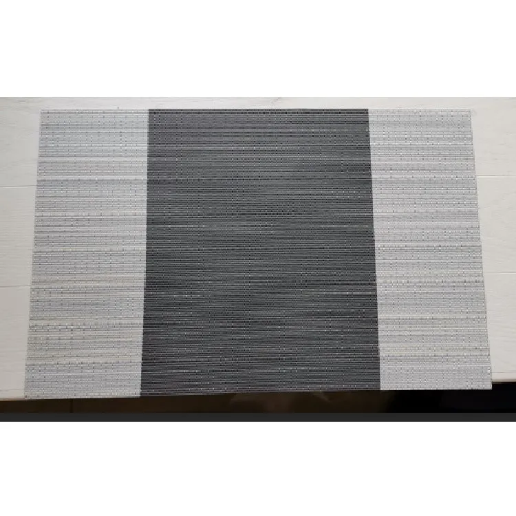 2PCs Christmas Tablecloths Woven Horizontal Stripes Textilene Placemat PVC Waterproof Non-Slip