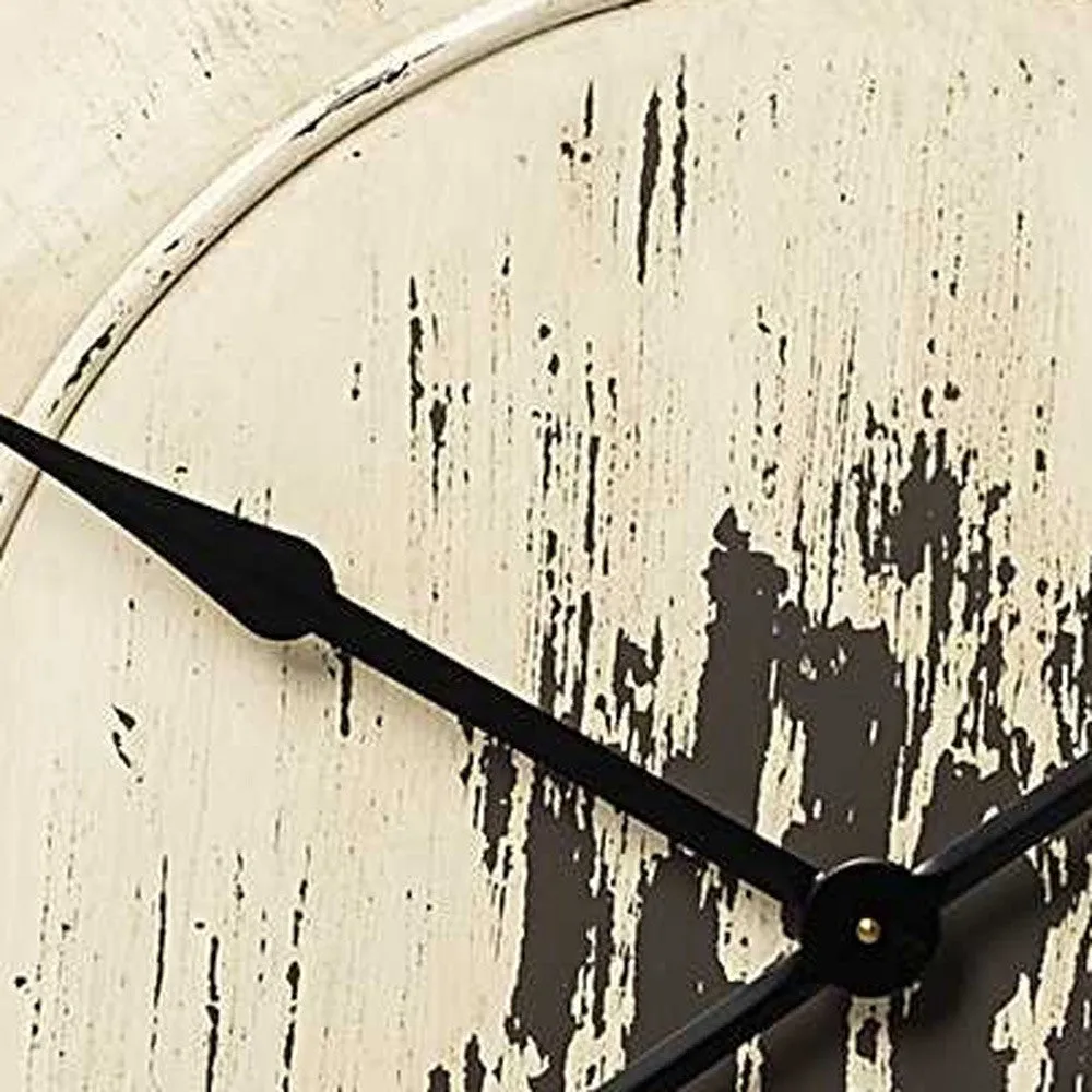 42" Circle Antiqued White Wood Analog Wall Clock