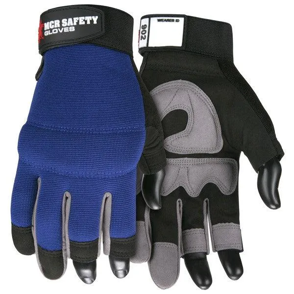 902M MCR Safety Mechanics Gloves, Medium, Synthetic, Blue, Adjustable Closure