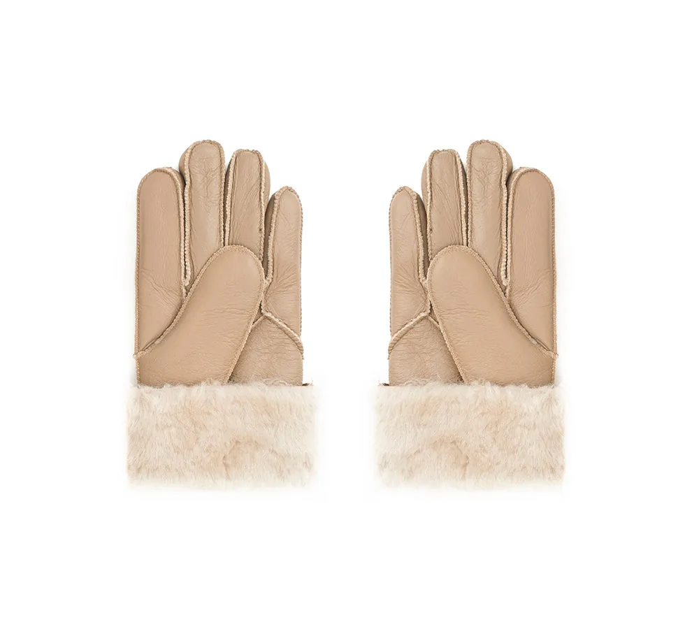 AUSTRALIAN SHEPHERD® Leather Fluffy Sheepskin Wool Stitching Gloves