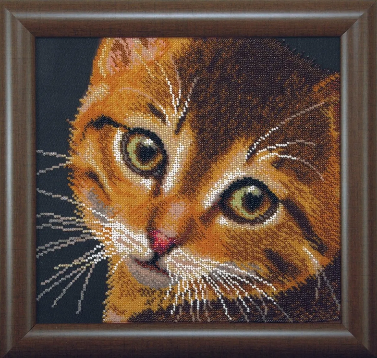Beadwork kit B-728 "Red kitty", DIY Embroidery Pattern/ Gift Craft kit for her/ House Decor 27x24,5 cm