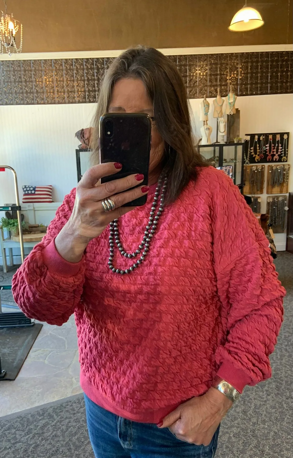 Berry Puff Crew Neck Sweater - SML