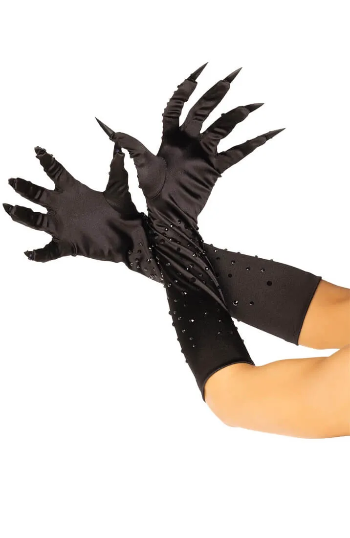 Black rhinestone gloves with claws