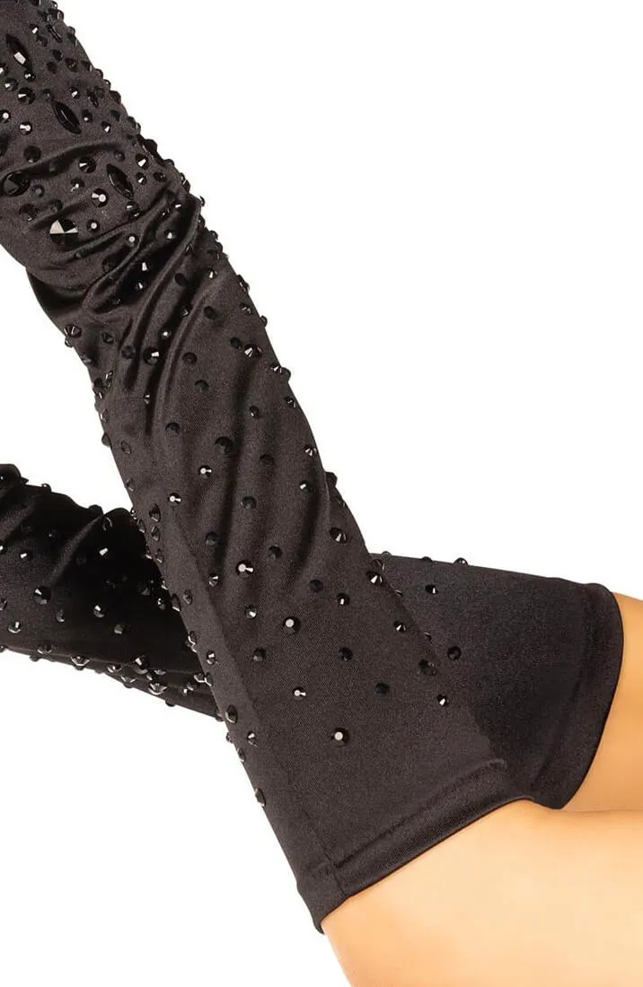 Black rhinestone gloves with claws