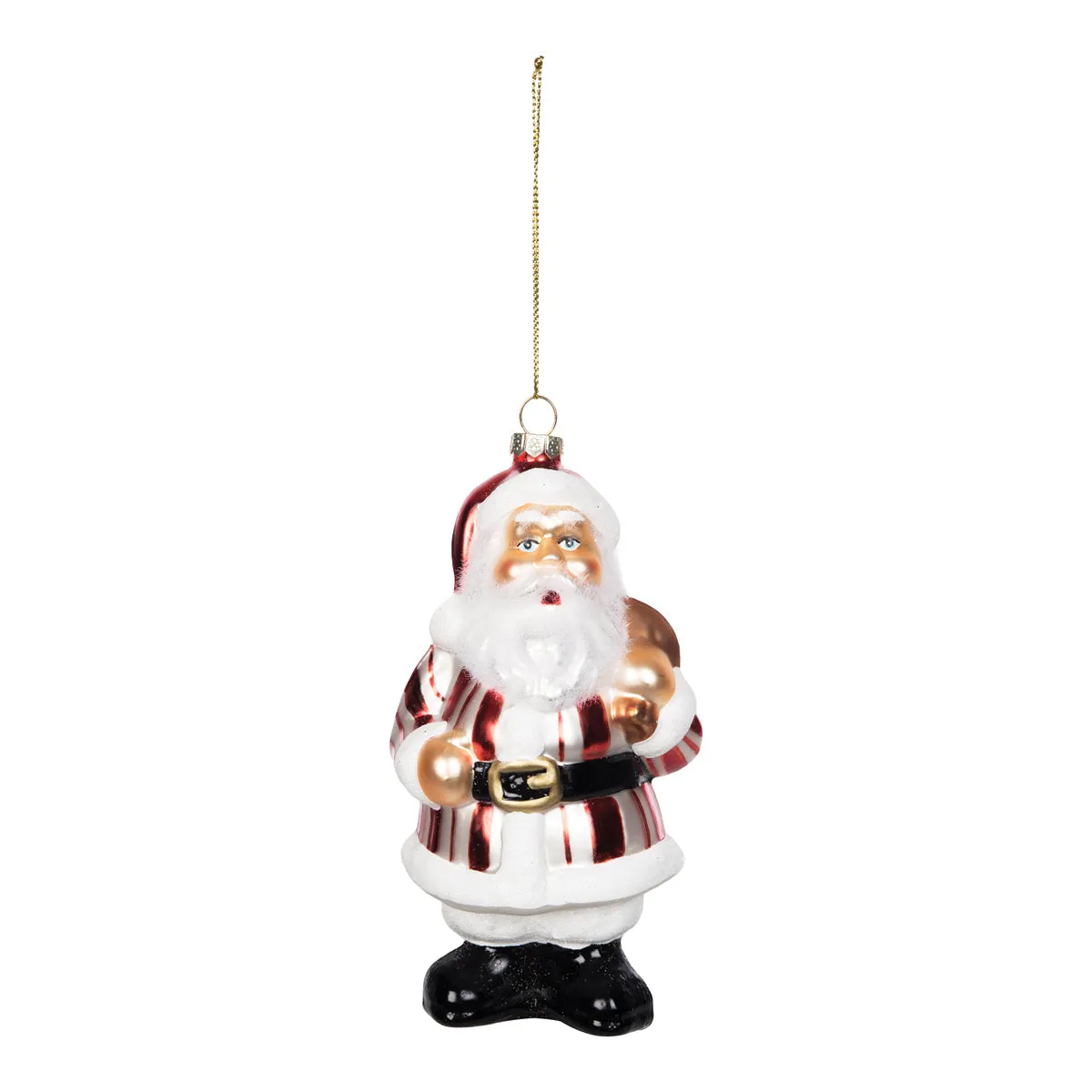 Blown Glass Peppermint Santa Ornament
