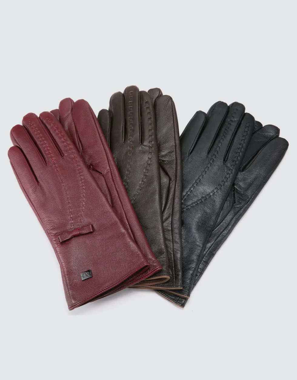 Bow Design Leather Gloves