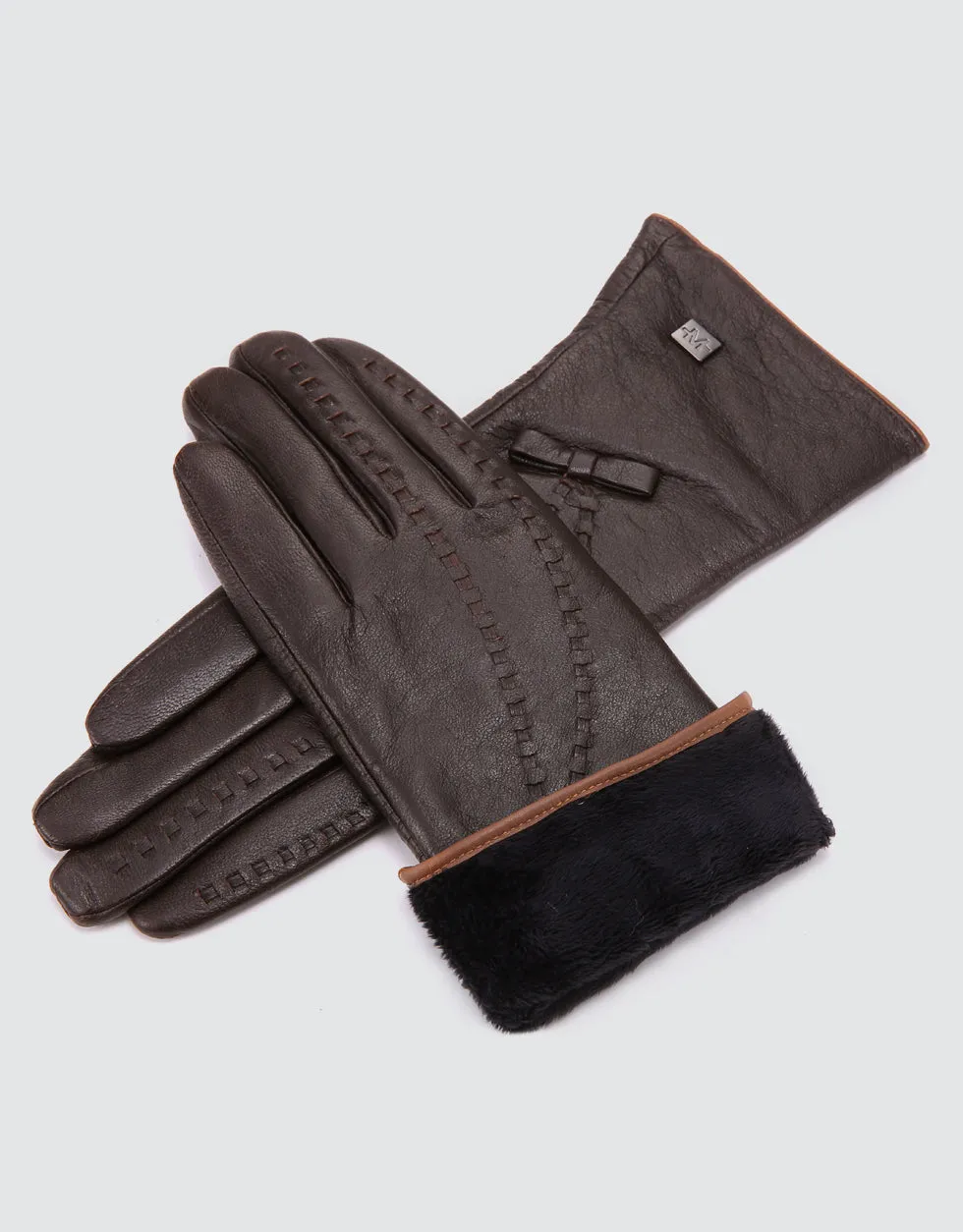 Bow Design Leather Gloves