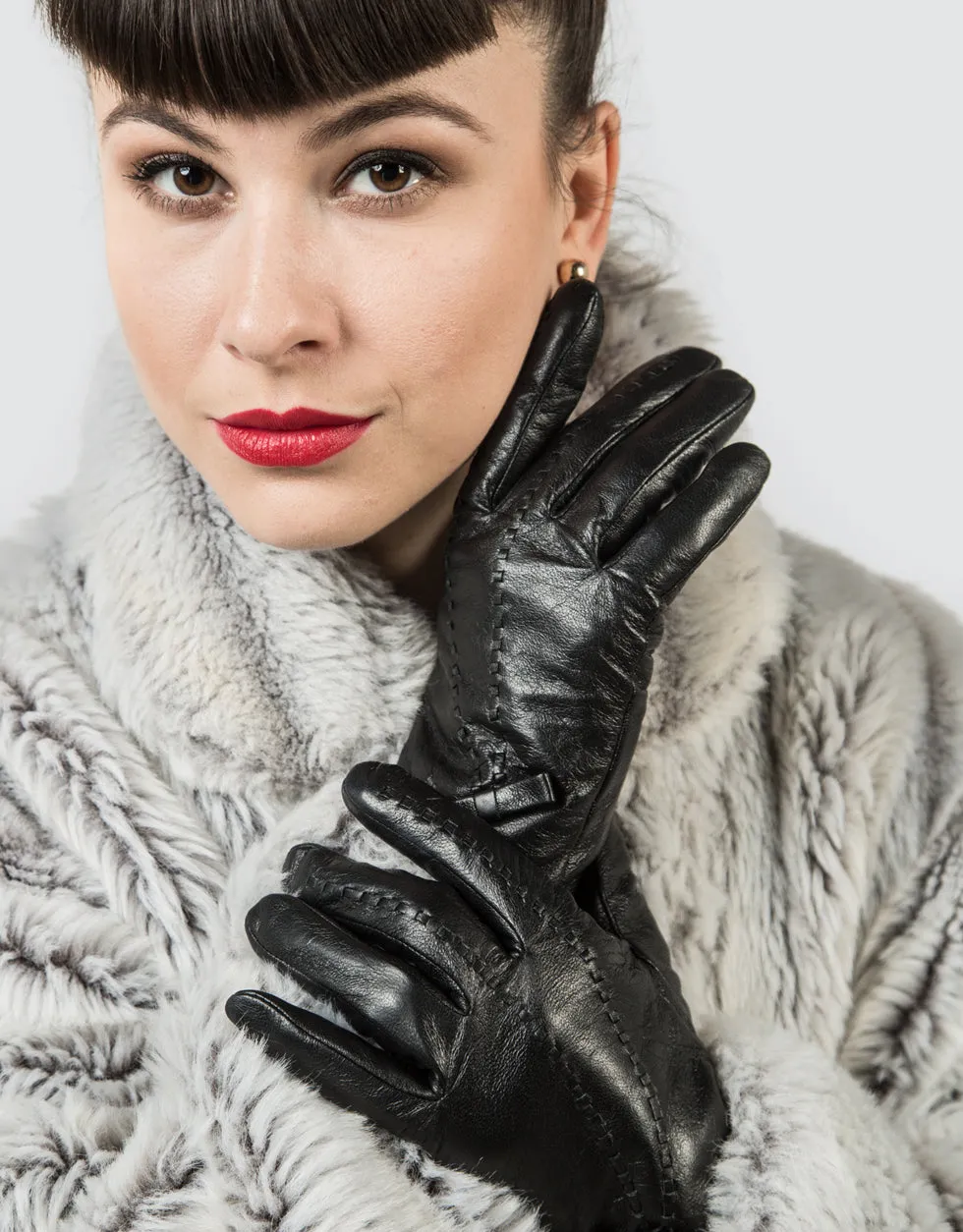 Bow Design Leather Gloves