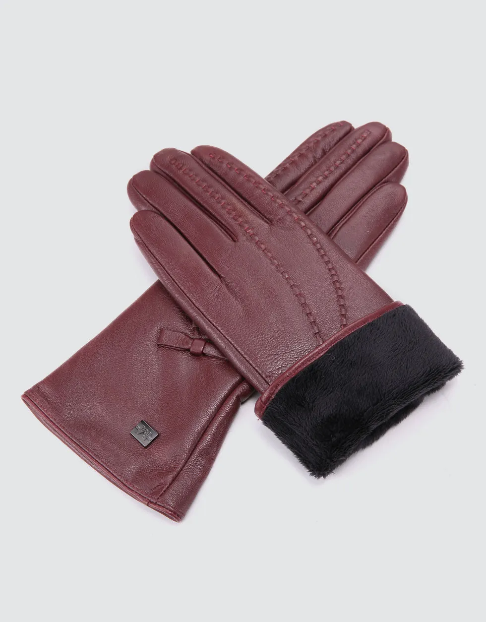 Bow Design Leather Gloves