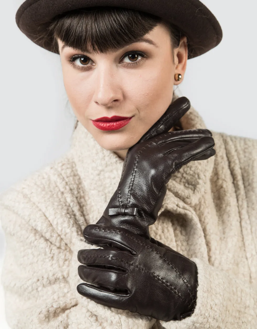 Bow Design Leather Gloves