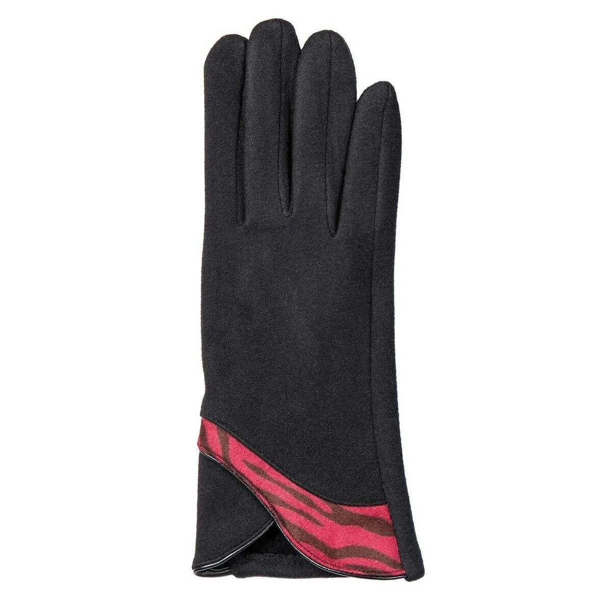 Dents Zebra Print Touchscreen Velour-Lined Gloves - Black