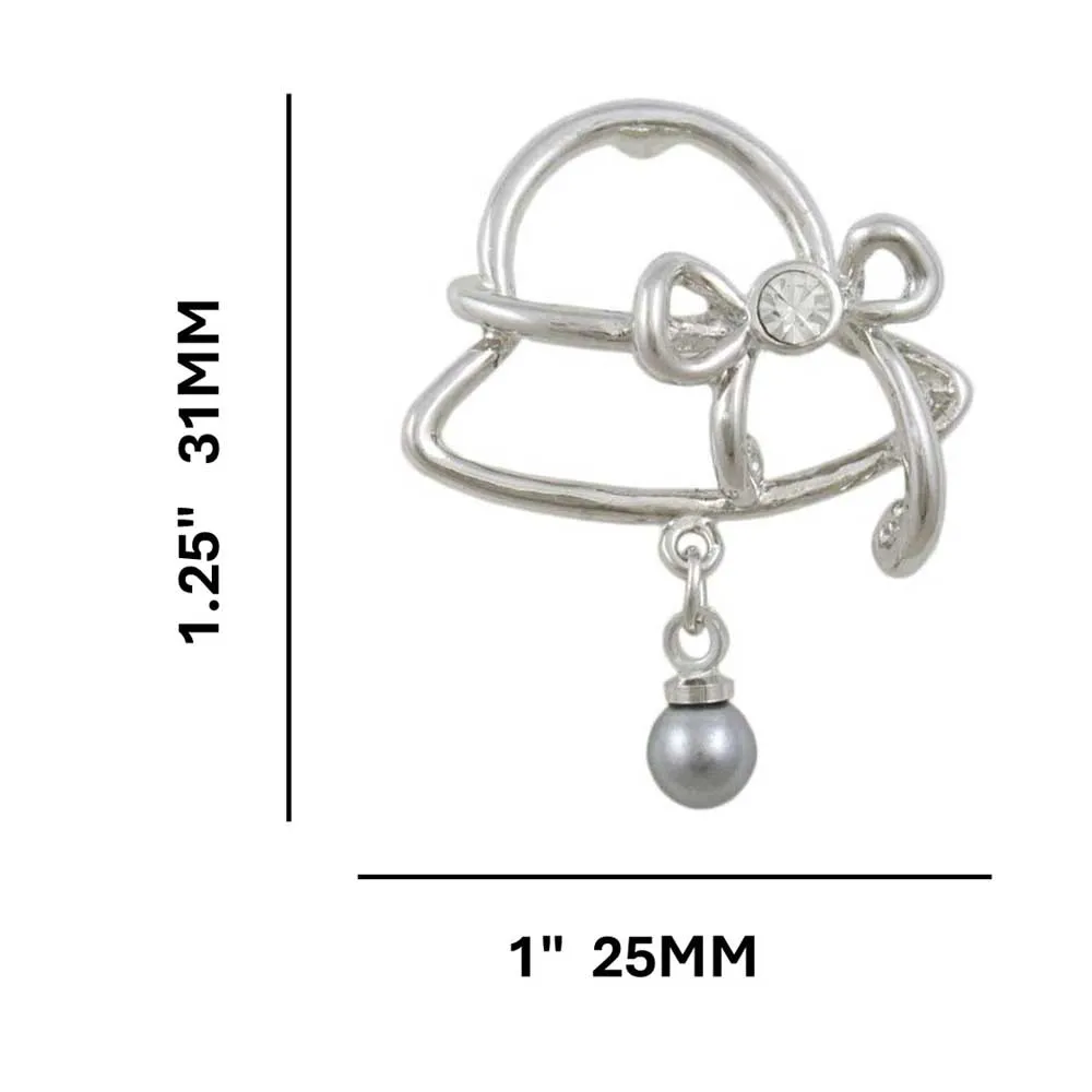 Easter Bonnet Lapel Tac Pin with Dangling Gray Pearl - SPF028