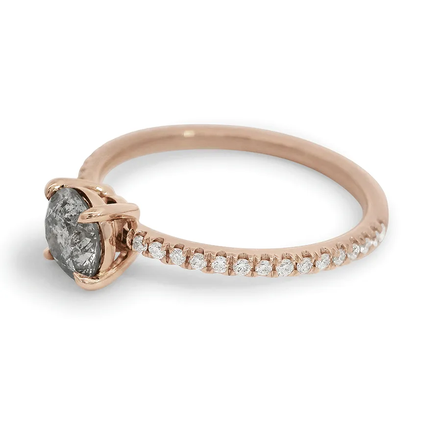 Eleonore Delicate Pave Ring - Rose Gold & Grey Diamond (0.65ct)