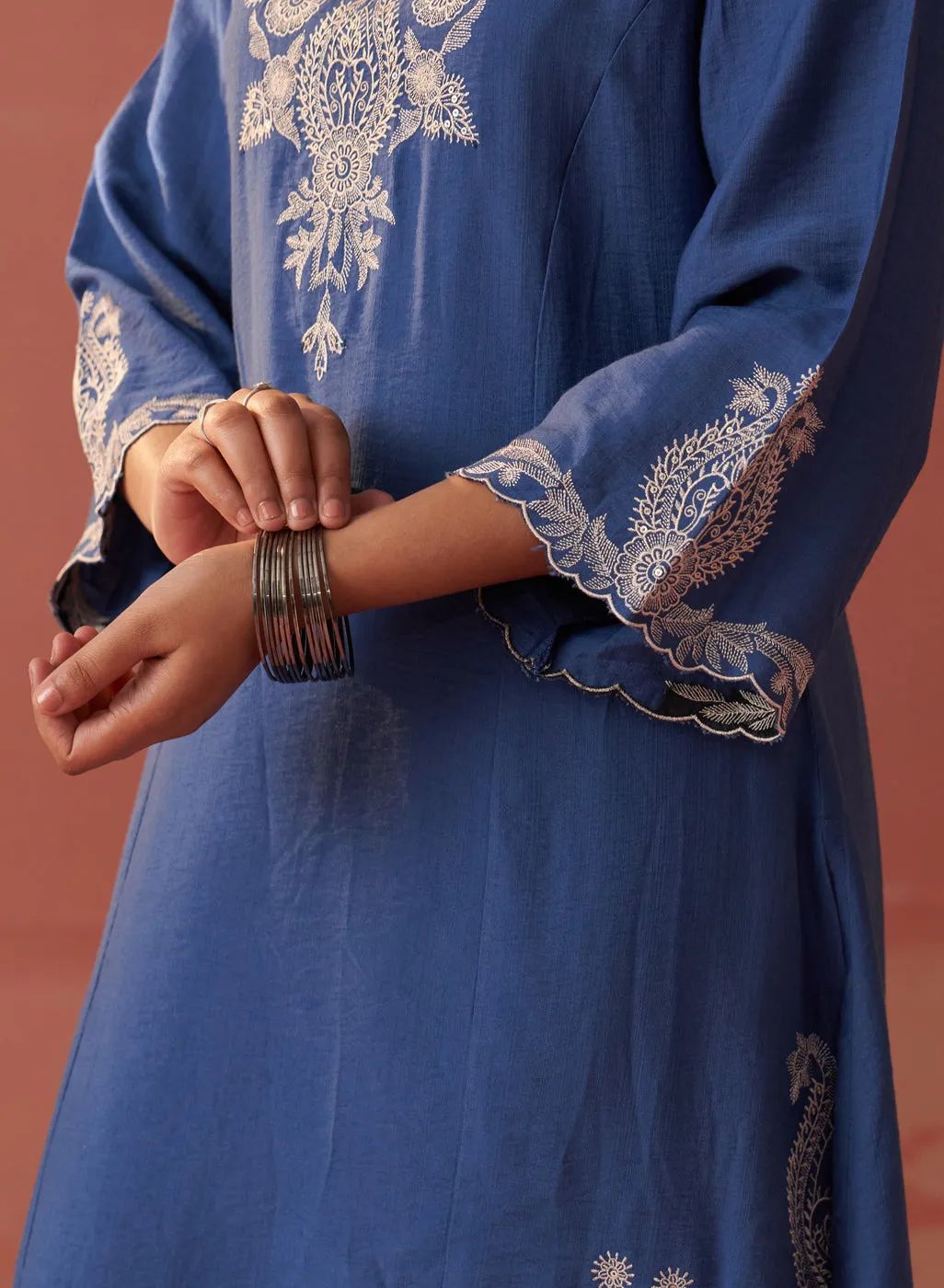 Faiza Berry Blue Embroidered Co-ord Set for Women