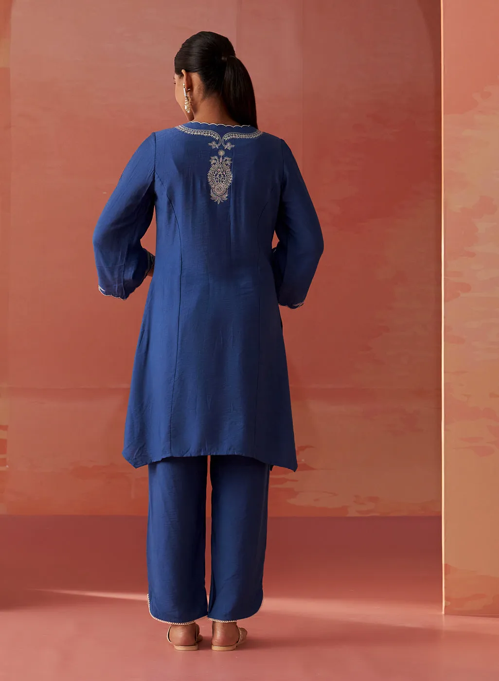Faiza Berry Blue Embroidered Co-ord Set for Women