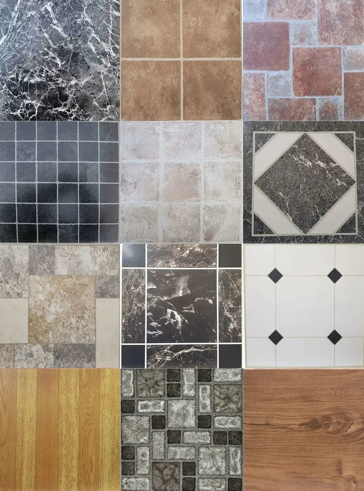 Floor Tiles 4pk 12" Small Black Brick Design