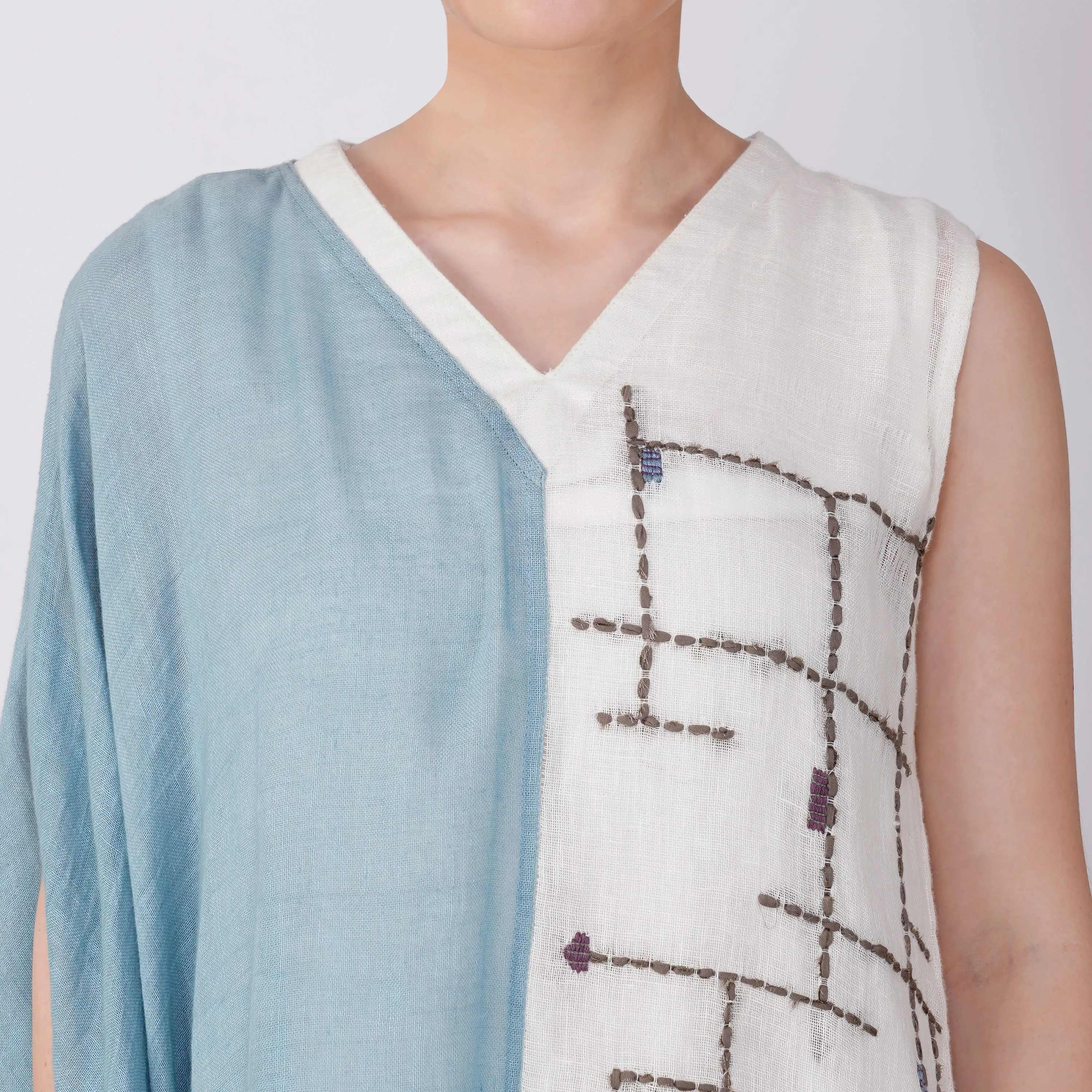 Geometric Patterned One-Sleeve Dress