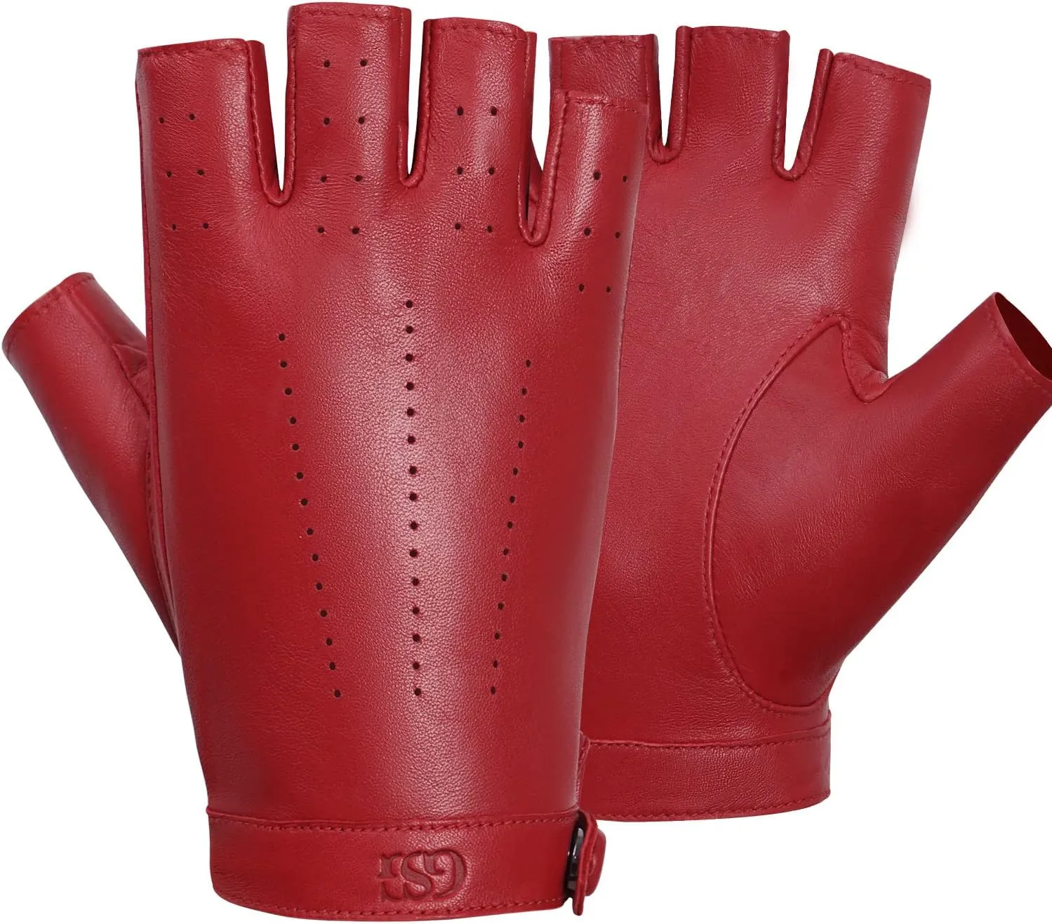 GSG Women Fingerless Leather Gloves - Driving Motorcycle Biker Gloves - Unlined Half Finger