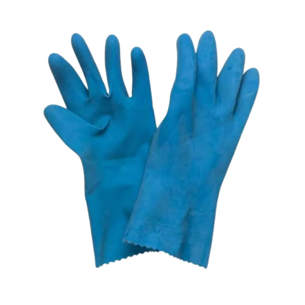 Hand Care Silverlined Blue Rubber Cleaning Gloves