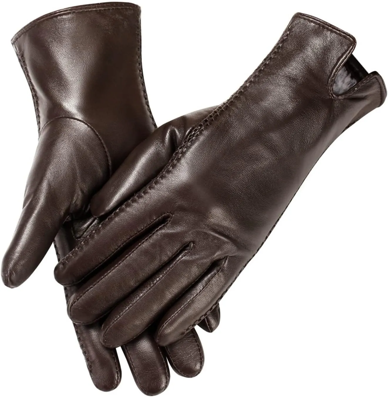 Leather Gloves for Women Winter, Touchscreen Gloves for Cold Weather with Warm Lining