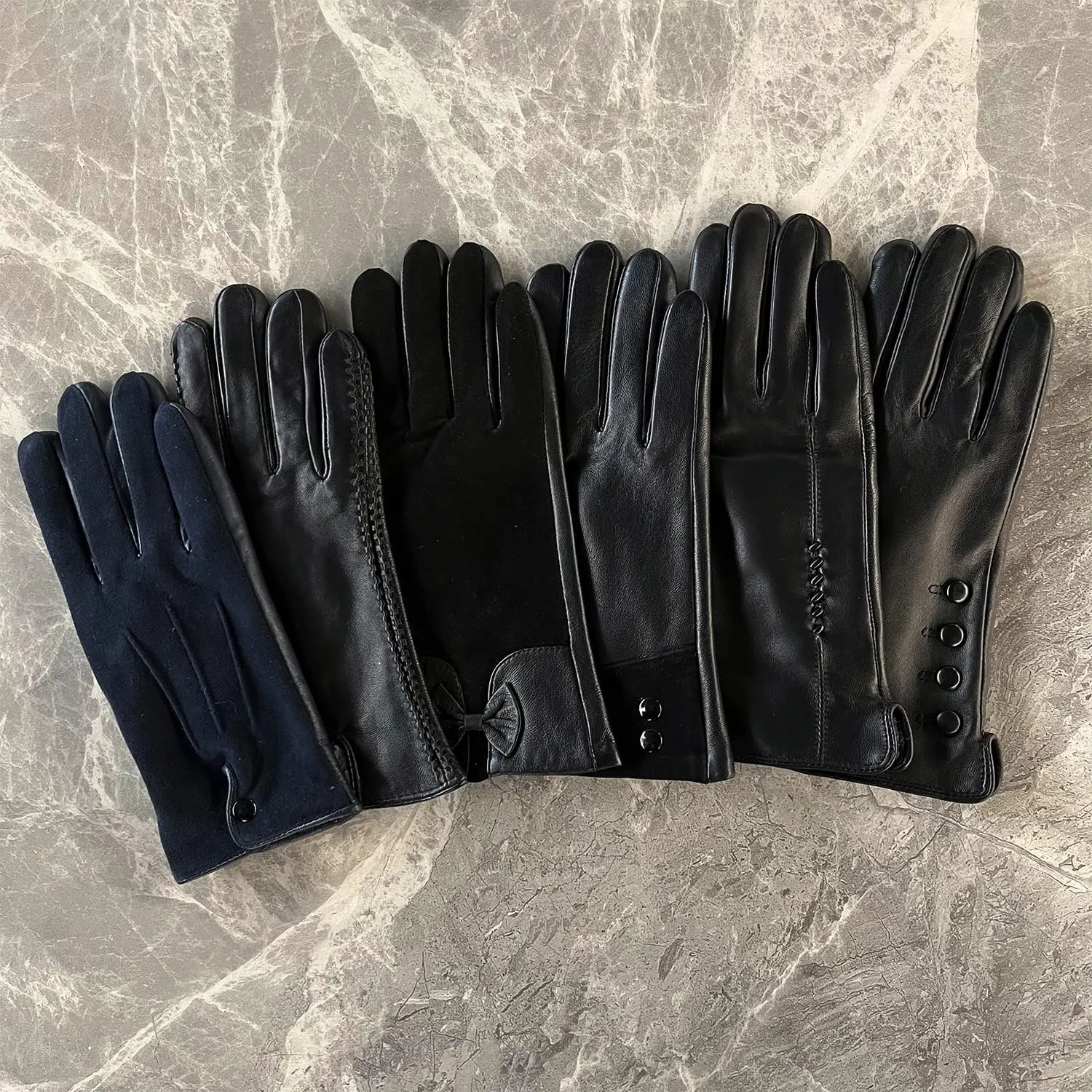 Leather Gloves for Women Winter, Touchscreen Gloves for Cold Weather with Warm Lining