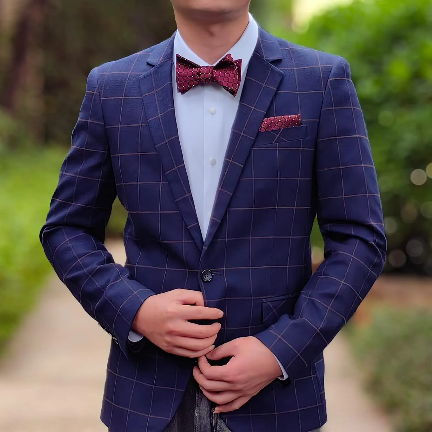 Men Bow Tie and Pocket Square Set of 3, Boy Classic Self Tied Bowtie with Handkerchief for Tuxedo or Wedding Party MS-B2
