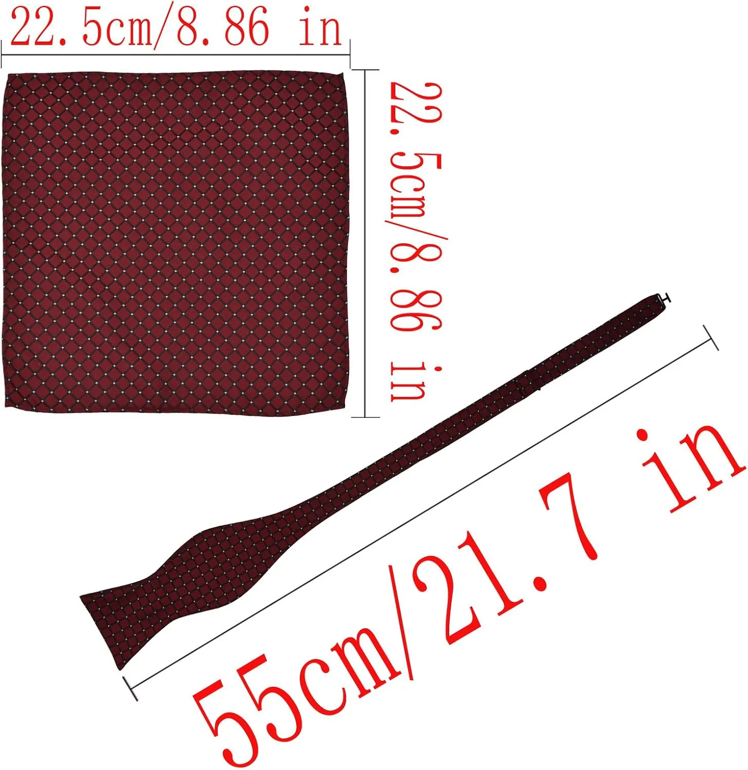 Men Bow Tie and Pocket Square Set of 3, Boy Classic Self Tied Bowtie with Handkerchief for Tuxedo or Wedding Party MS-B2