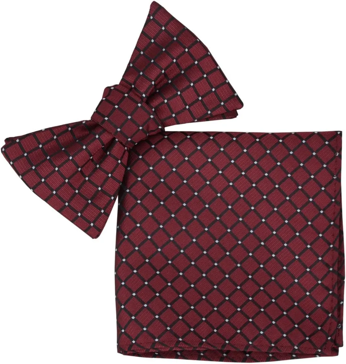Men Bow Tie and Pocket Square Set of 3, Boy Classic Self Tied Bowtie with Handkerchief for Tuxedo or Wedding Party MS-B2