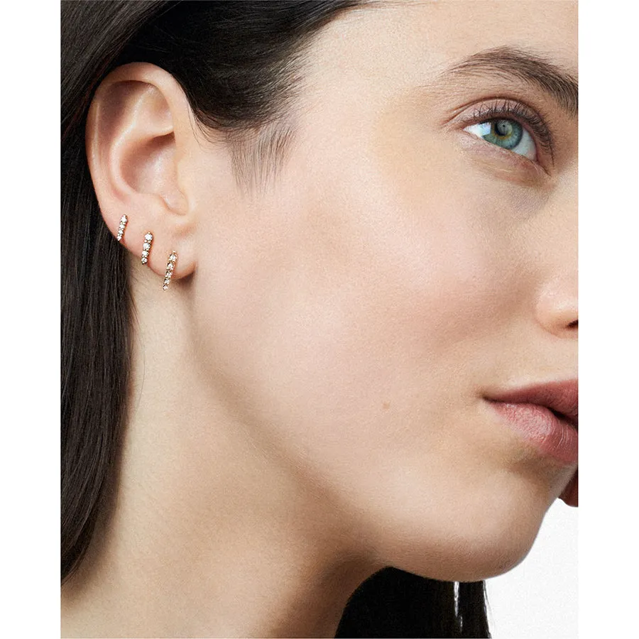 Pavé Pointe Stud Earring (Medium) - Yellow Gold & Ruby