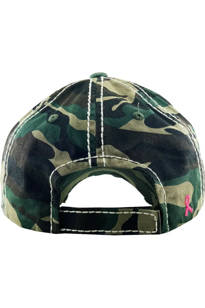 Pink Ribbon Flag Washed Cap