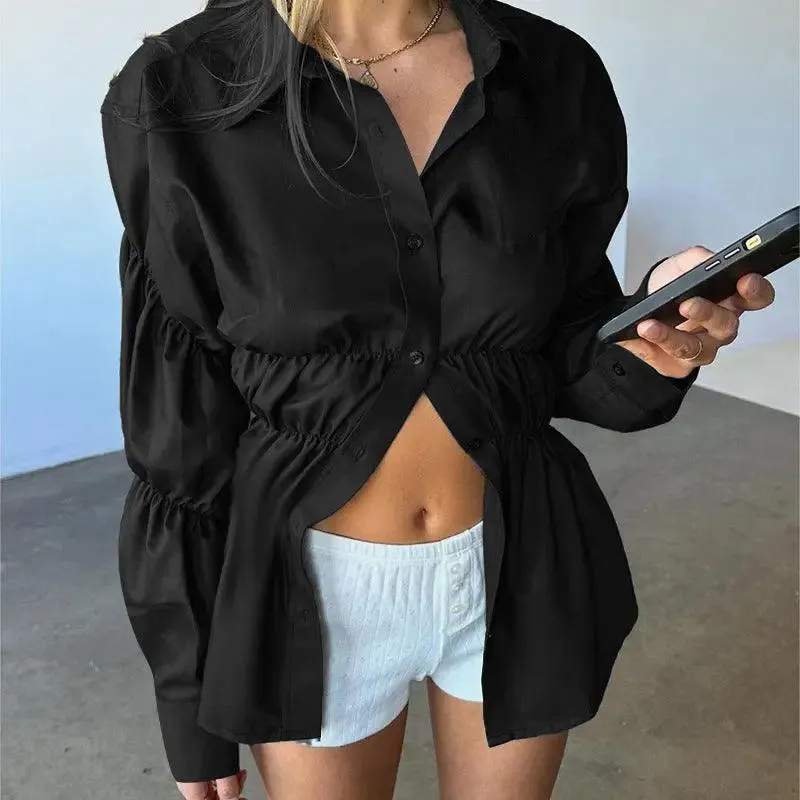 Pleated Button Top