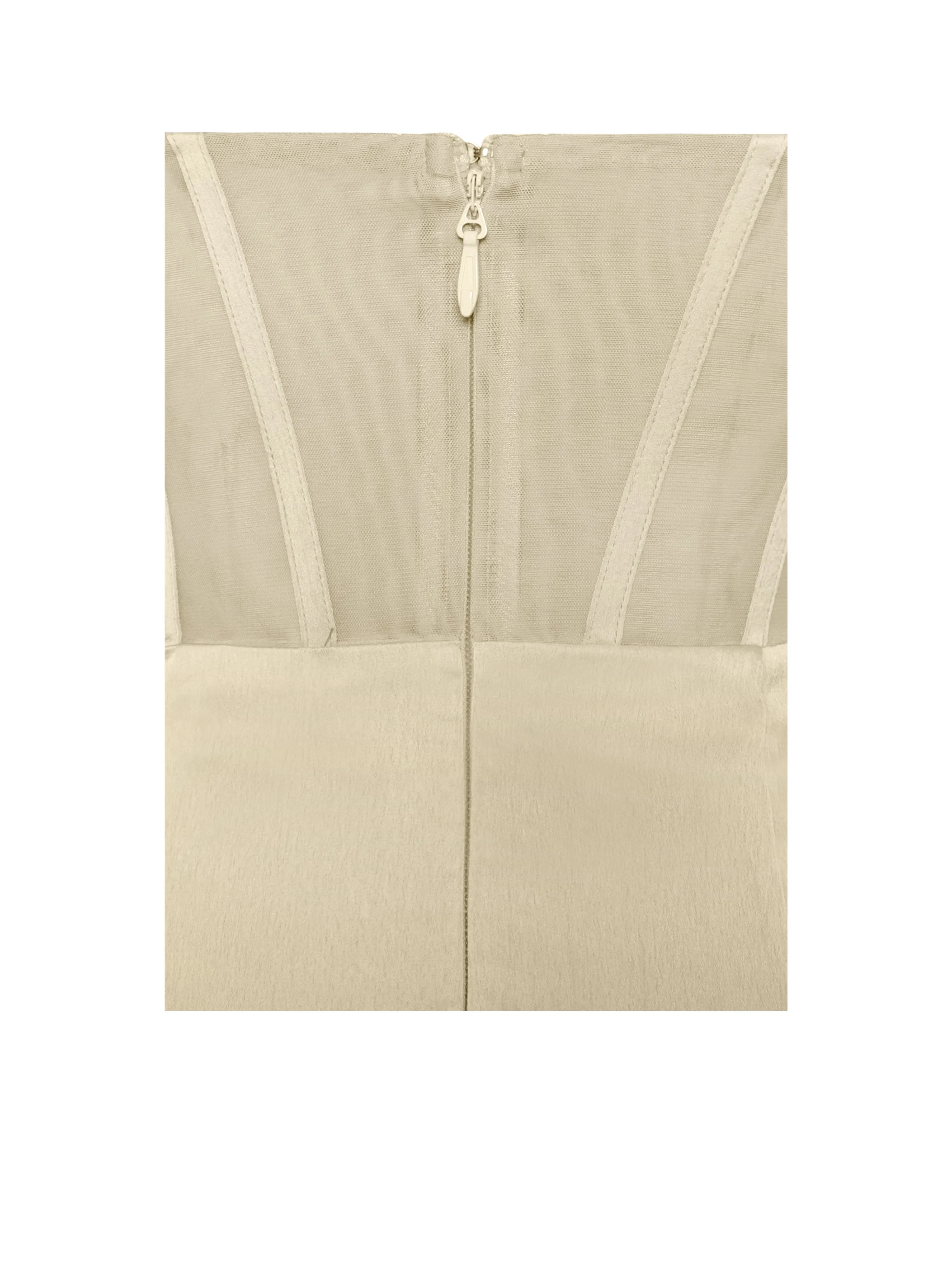 Prisa Egg White High Graceful Slit Satin Corset Gown