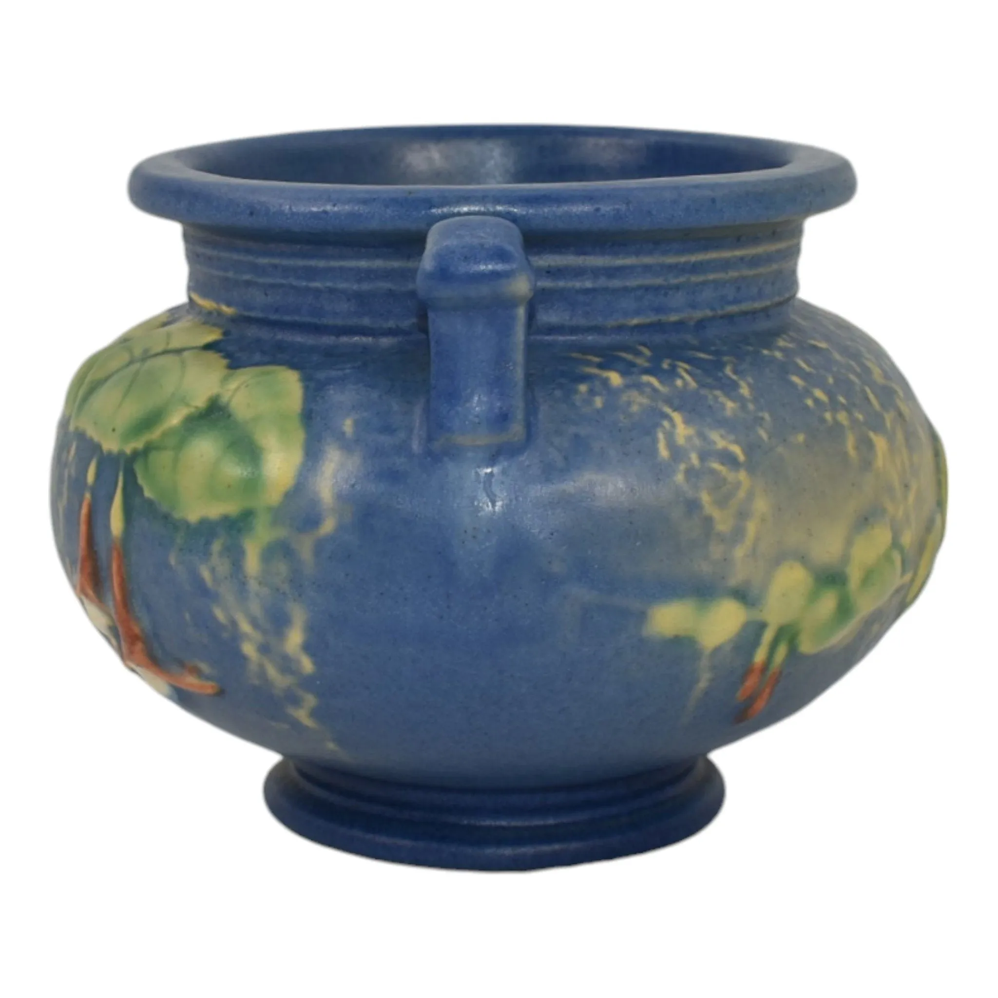Roseville Fuchsia Blue 1938 Vintage Art Pottery Ceramic Jardiniere Planter 645-3
