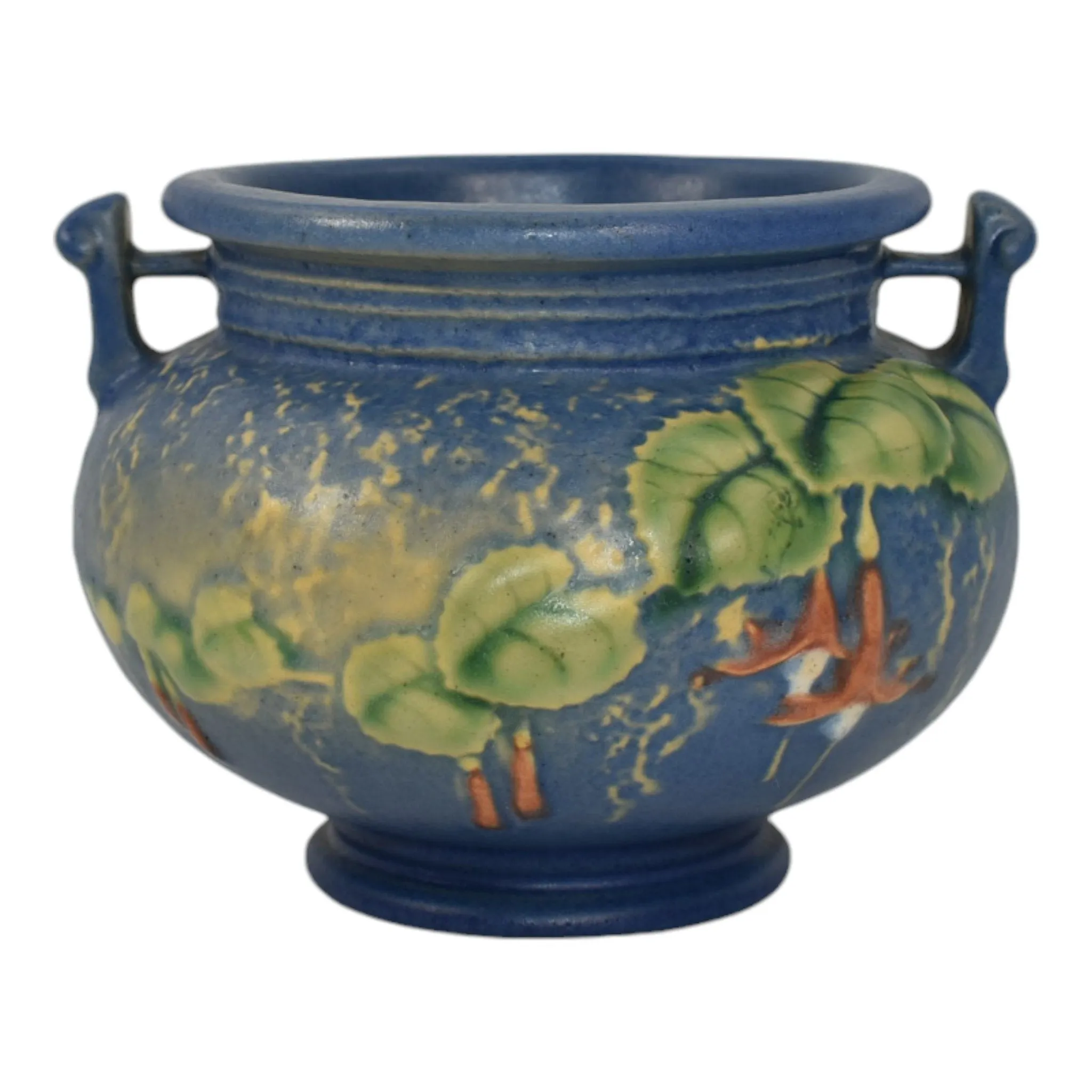 Roseville Fuchsia Blue 1938 Vintage Art Pottery Ceramic Jardiniere Planter 645-3