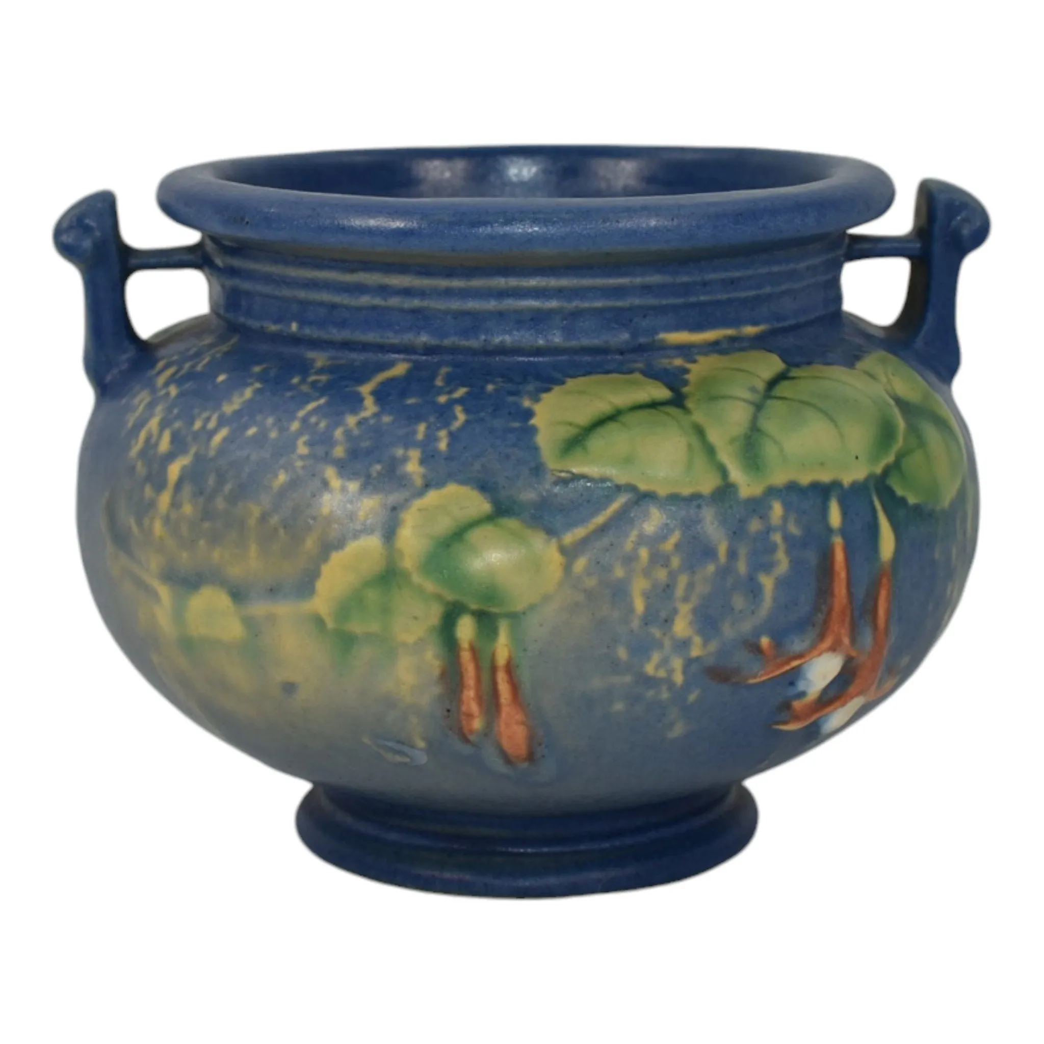 Roseville Fuchsia Blue 1938 Vintage Art Pottery Ceramic Jardiniere Planter 645-3
