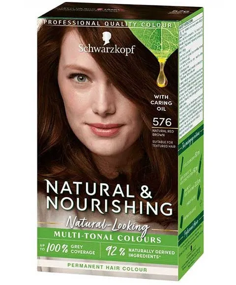 Schwarzkopf Natural And Nourishing Colour Permanent Hair Dye 576 Natural Red Brown