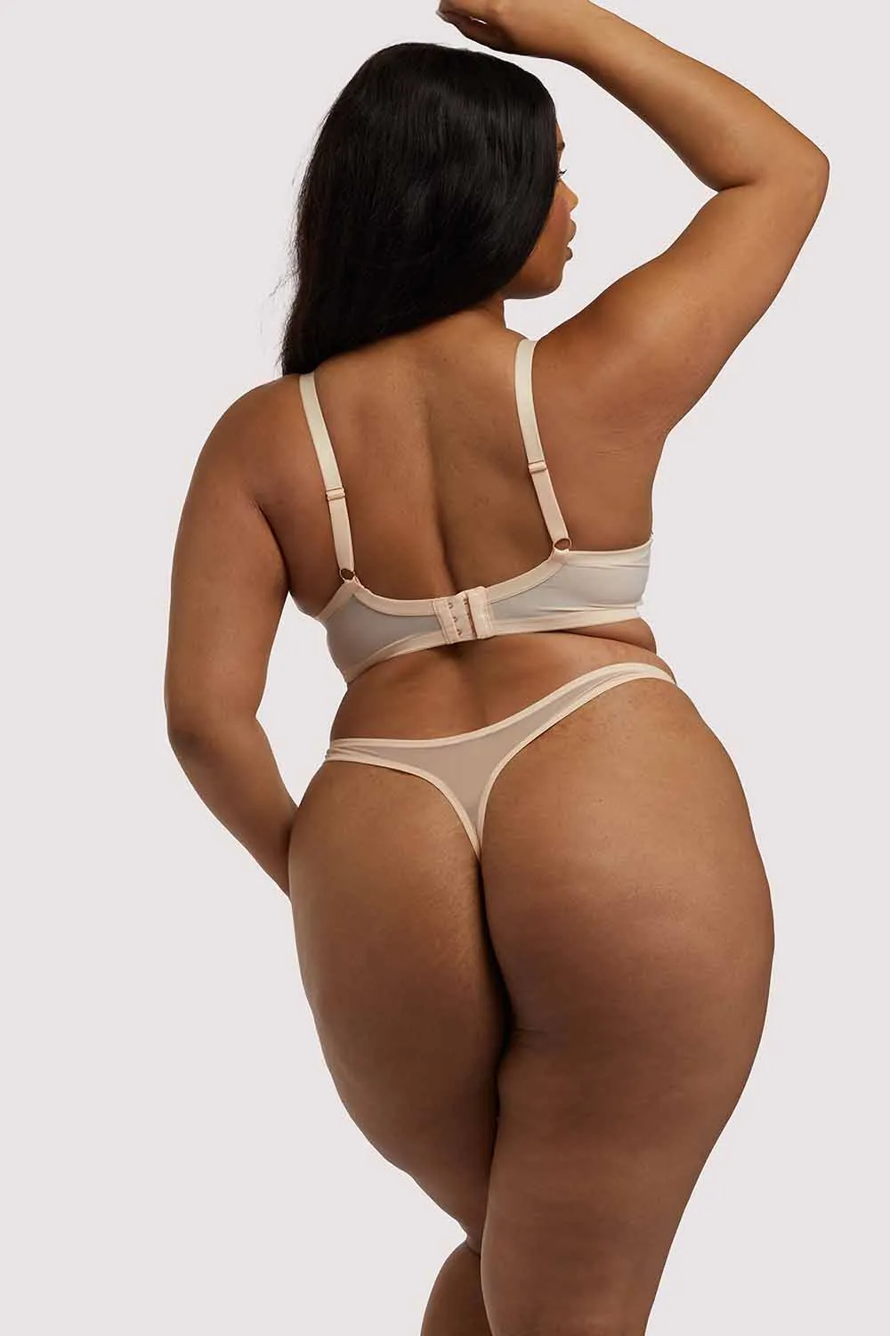 Skull & Roses Embroidery Peach Thong