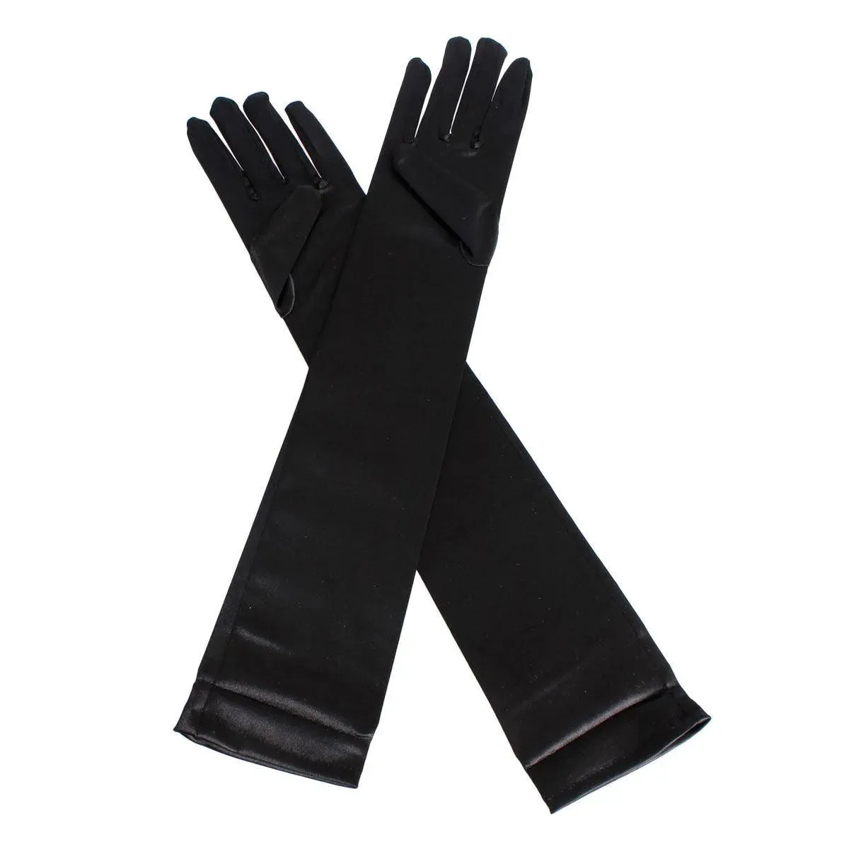 Sophisticated Long Satin Evening Gloves in Black