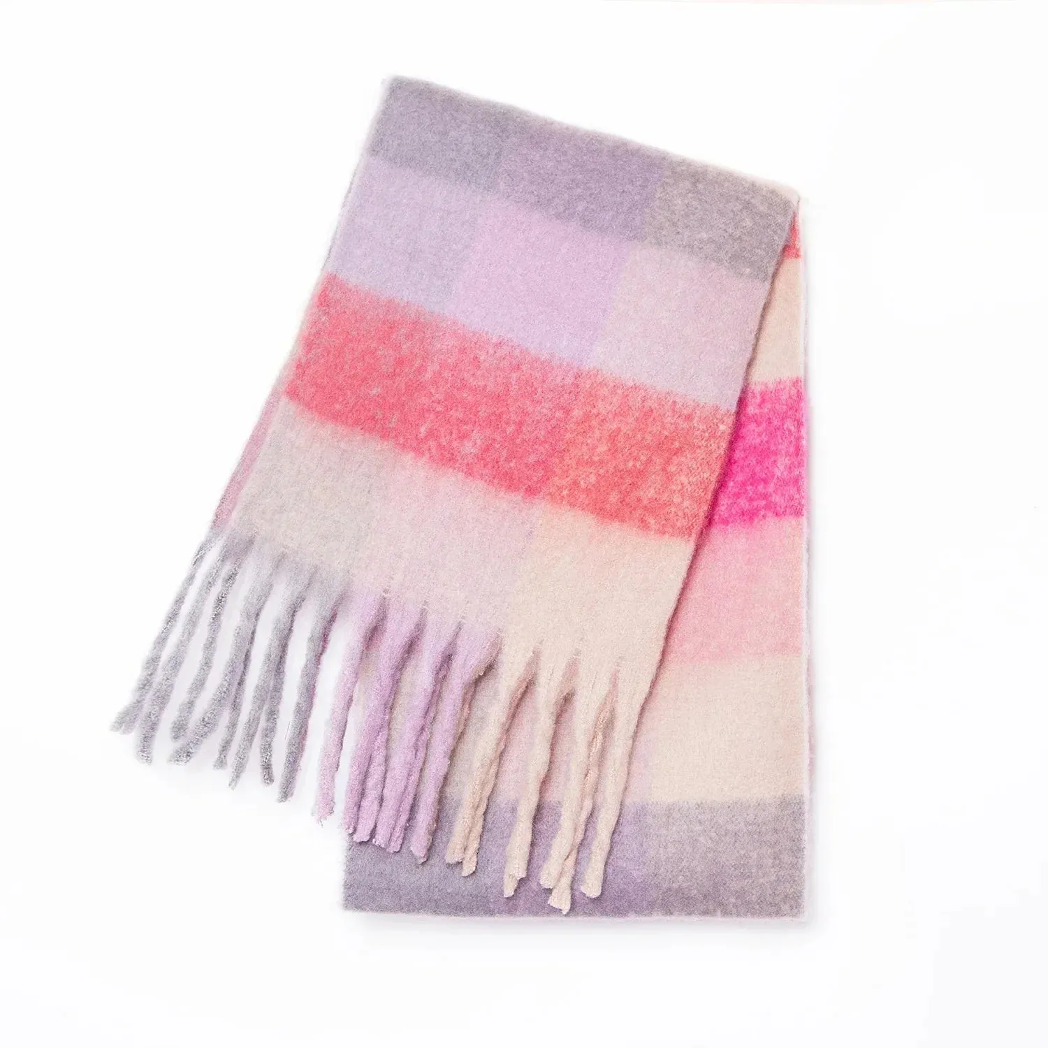 Striped Wool-Blend Fringed Scarf
