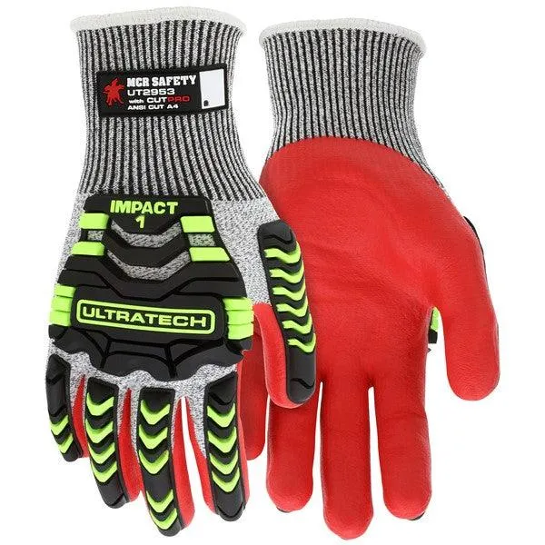 UT2953XXL CutPro UltraTech Mechanics Gloves, 2X-Large, Synthetic/Glass, Red