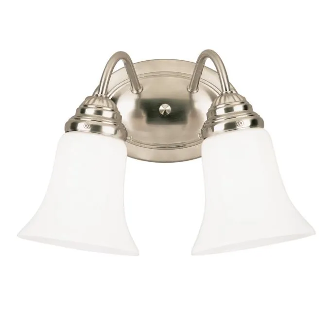 Westinghouse 6461700 2 Light Wall Brushed Nickel Finish with White Opal Glass