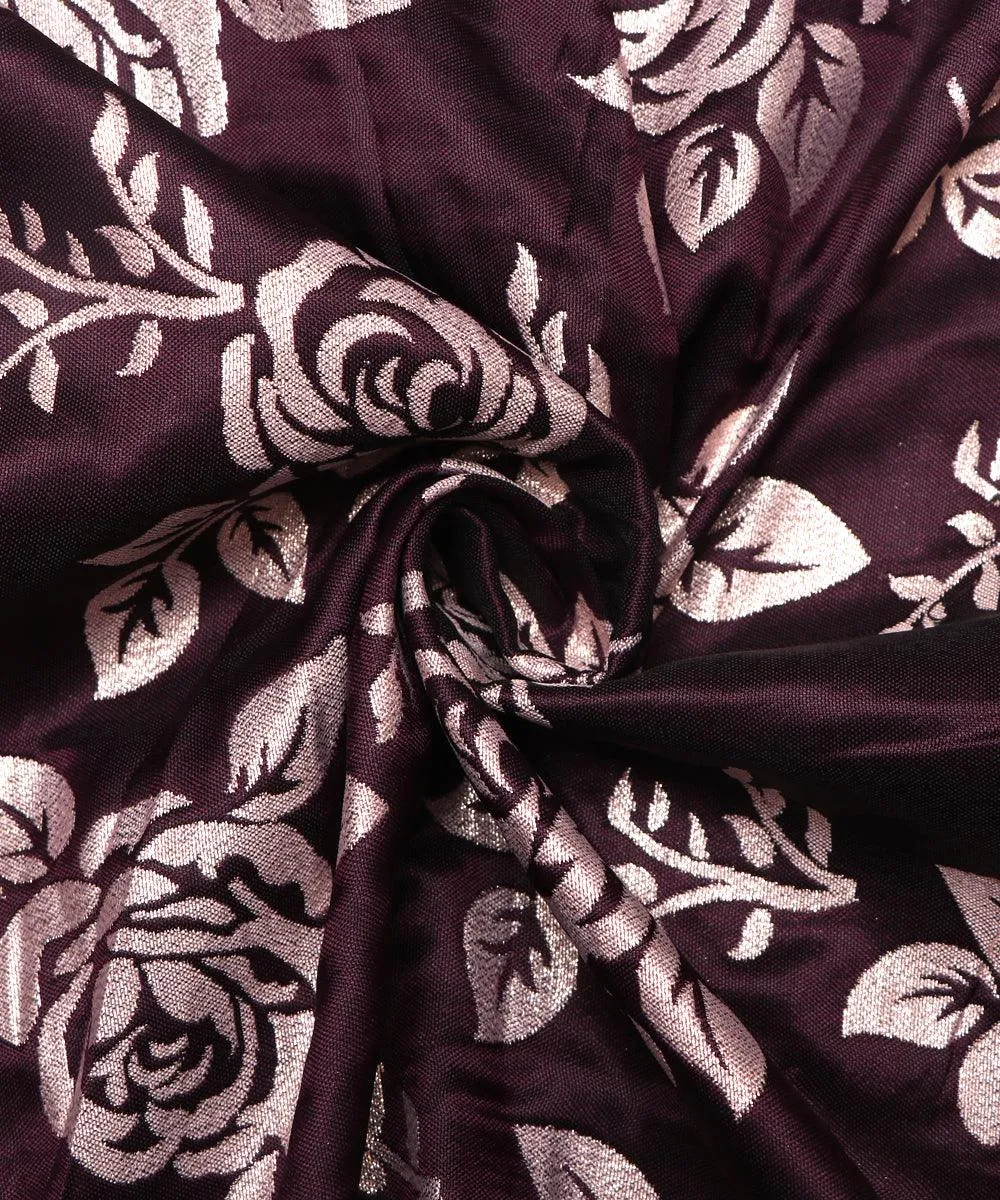 Wine Colour Floral Pattern Brocade Lycra Fabric