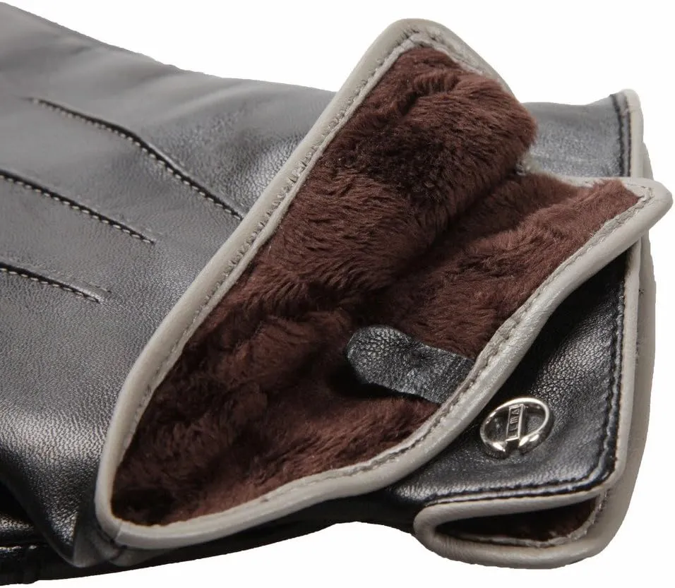 Winter Leather Gloves for Men -Touchscreen Cashmere/Fleece Lined Cold Weather Driving Fashion Dress