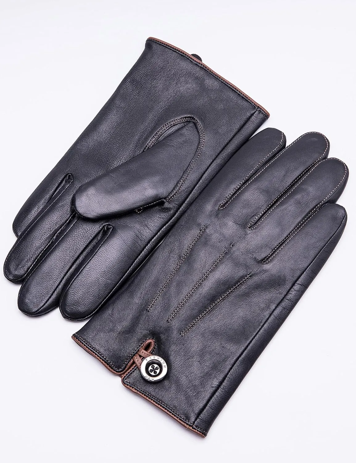 YISEVEN Winter Men's Lambskin Leather Gloves Touchscreen