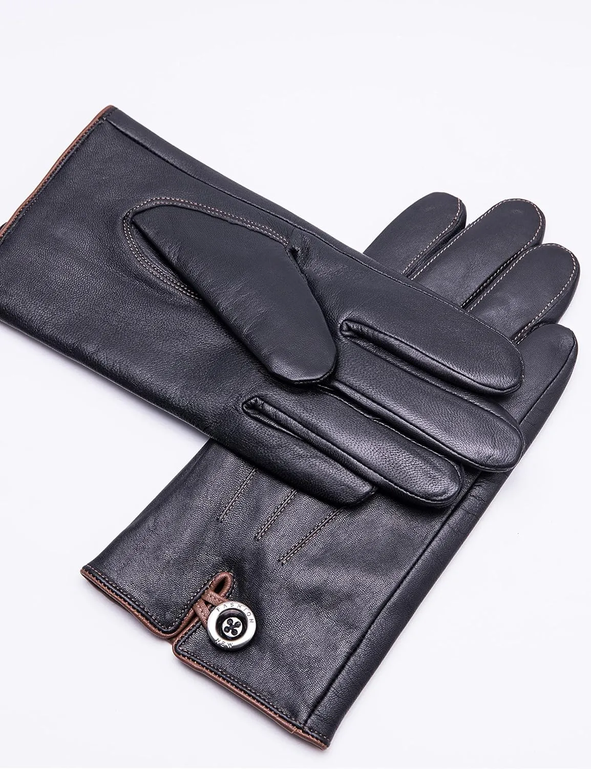 YISEVEN Winter Men's Lambskin Leather Gloves Touchscreen